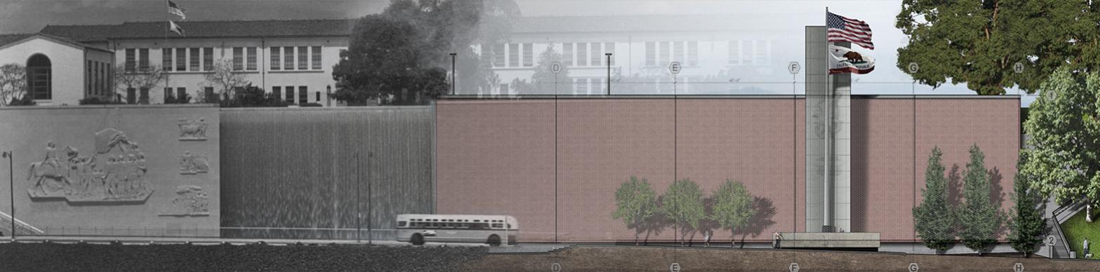 Rendering of the Fort Moore Pioneer memoral
